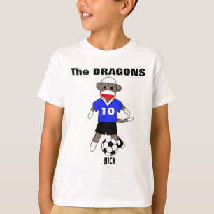 Soccer Sock Monkey T-Shirt (blauw) - Gepersonalise