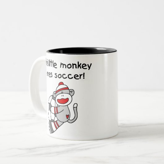 Soccer Sock Monkey Tweekleurige Koffiemok (Voorkant links)
