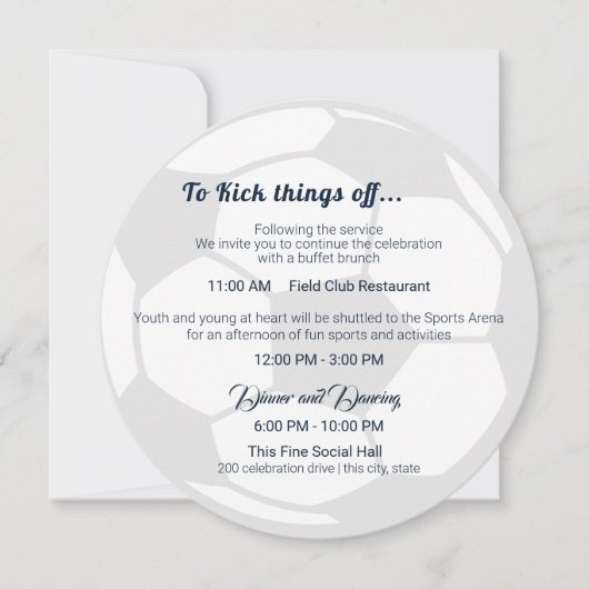 Soccer Sport Bar Mitzvah - Gegevens en informatie Kaart (Voorkant)