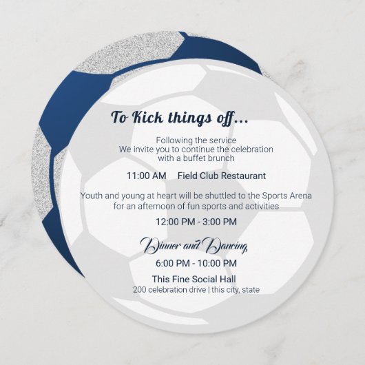 Soccer Sport Bar Mitzvah - Gegevens en informatie Kaart (Voorkant / Achterkant)