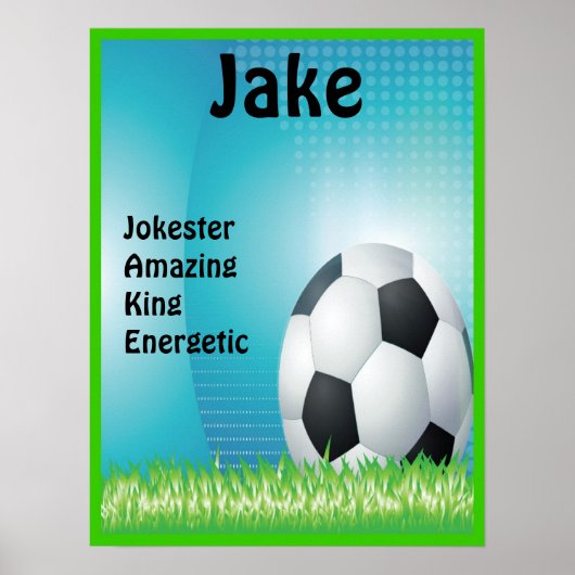Soccer Sport Boys of Girls Name Art Print (Voorkant)