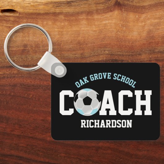 Soccer Sport Coach - Blauw en zwart Sleutelhanger (Achterkant)