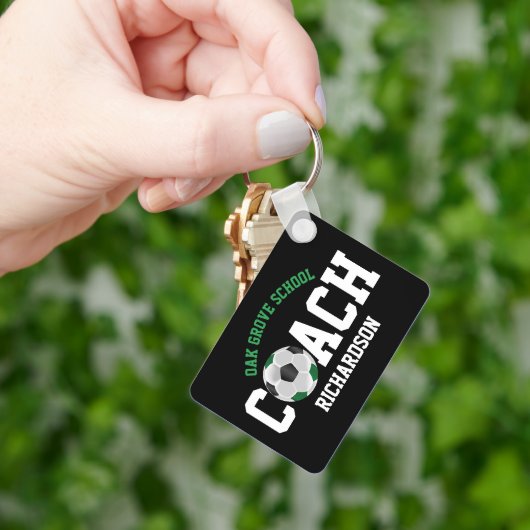 Soccer Sport Coach - Groen en Zwart Sleutelhanger (Hand)