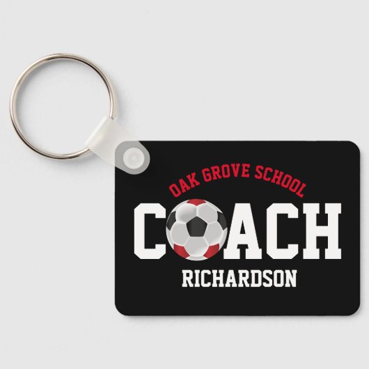 Soccer Sport Coach - Rood Sleutelhanger (Achterkant)
