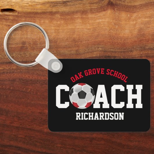 Soccer Sport Coach - Rood Sleutelhanger (Achterkant)