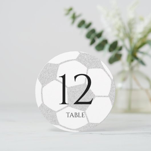 Soccer Sport Silver Table Number Kaart (Staand voorkant)