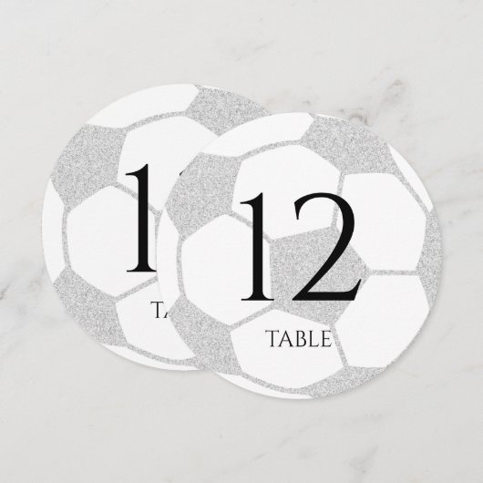 Soccer Sport Silver Table Number Kaart (Voorkant / Achterkant)