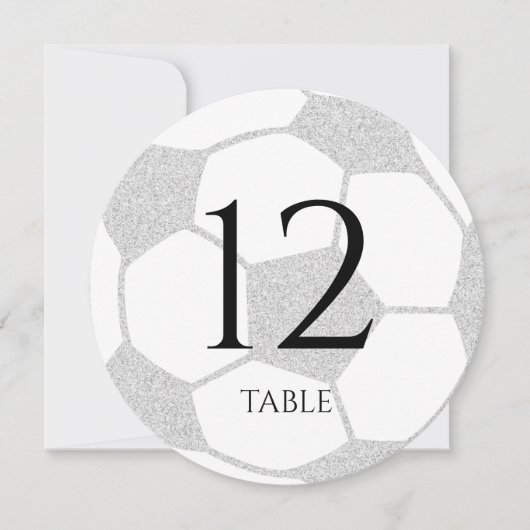 Soccer Sport Silver Table Number Kaart (Voorkant)