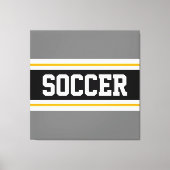 SOCCER Sportief Grijs Zwart Wit Gele Strepen Canvas Afdruk (Voorkant)