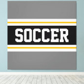 SOCCER Sportief Grijs Zwart Wit Gele Strepen Canvas Afdruk (Insitu (Houten vloer))