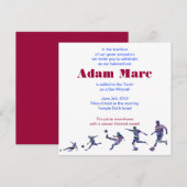 Soccer Sports Invitation Bar Mitzvah Joods rood Kaart (Voorkant / Achterkant)