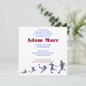 Soccer Sports Invitation Bar Mitzvah Joods rood Kaart (Staand voorkant)