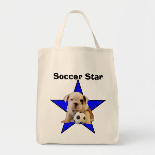 Soccer Star English Bulldog Puppy Light Bag Tote Bag