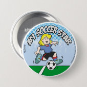 Soccer Star Girl Ronde Button 7,6 Cm (Voorkant /achterkant)
