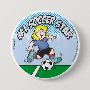 Soccer Star Girl Ronde Button 7,6 Cm