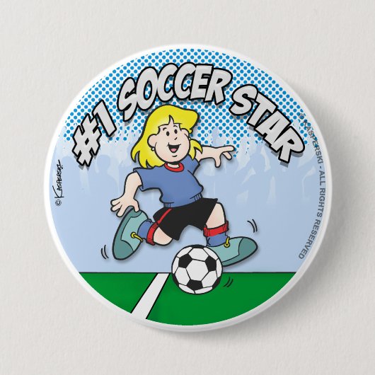 Soccer Star Girl Ronde Button 7,6 Cm (Voorkant)
