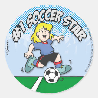 Soccer Star Girl Ronde Sticker