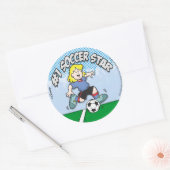 Soccer Star Girl Ronde Sticker (Envelop)
