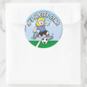 Soccer Star Girl Ronde Sticker (Tas)