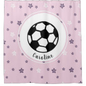 Soccer Star Girls Persoonlijk roze patroon Douchegordijn (Voorkant)