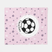 Soccer Star Girls Persoonlijk roze patroon Fleece Deken (Voorkant (Horizontaal))