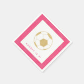 Soccer Star Pink and Gold Personalized Party Servet (Hoek)