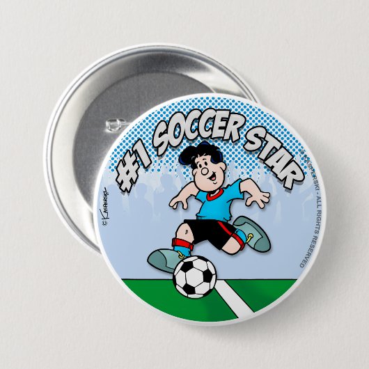 Soccer Star Ronde Button 7,6 Cm (Voorkant /achterkant)