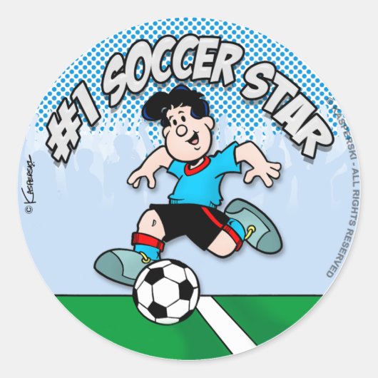 Soccer Star Ronde Sticker (Voorkant)