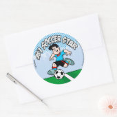 Soccer Star Ronde Sticker (Envelop)