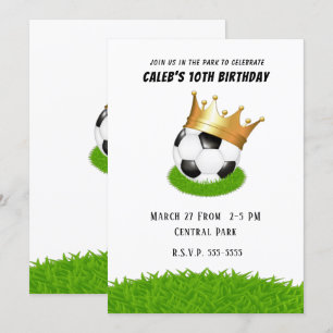 Soccer Star Royal Gold Crown Birthday Party Kaart