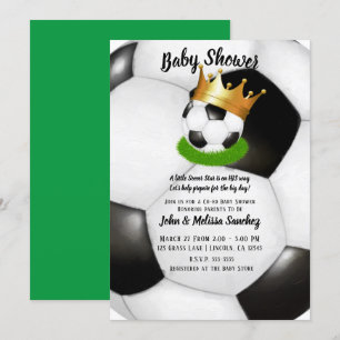 Soccer Star Royal Gold Crown Co-ed Baby shower Kaart