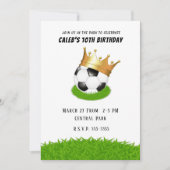 Soccer Star Royal Gold Crown Verjaardagsfeest Kaart (Voorkant)