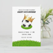 Soccer Star Royal Gold Crown Verjaardagsfeest Kaart (Staand voorkant)