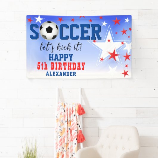 Soccer Star verjaardagsfeest aankondiging Spandoek (Insitu)