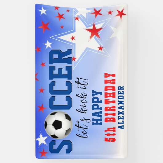 Soccer Star verjaardagsfeest aankondiging Spandoek (Verticaal)