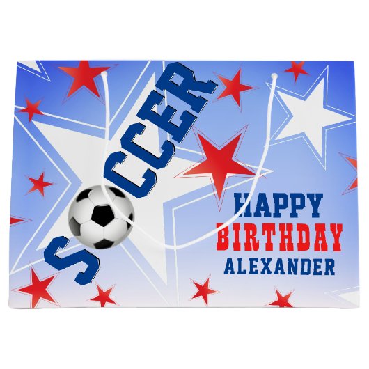 Soccer Star verjaardagsfeestje Groot Cadeauzakje (Voorkant)