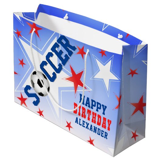 Soccer Star verjaardagsfeestje Groot Cadeauzakje (Achterkant Gekanteld)