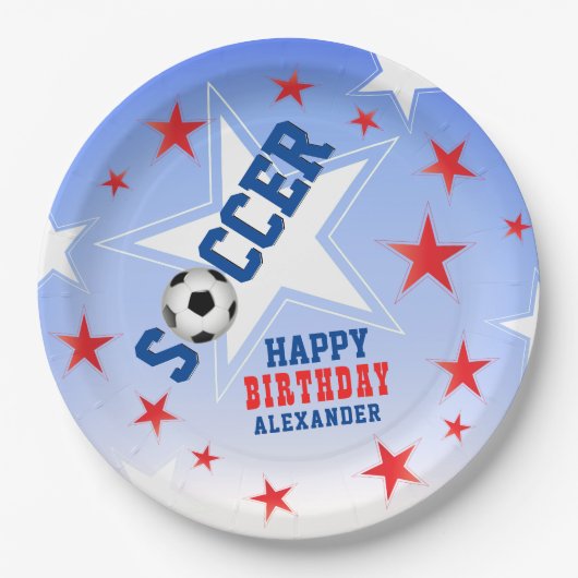 Soccer Star verjaardagsfeestje Papieren Bordje (Voorkant)