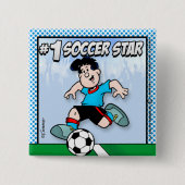 Soccer Star Vierkante Button 5,1 Cm (Voorkant)