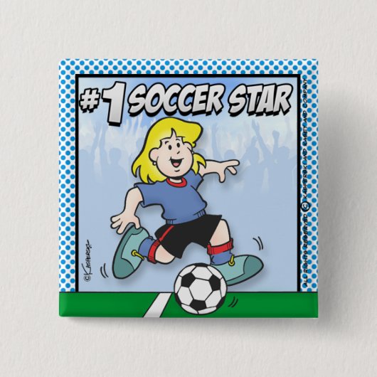 Soccer Star Vierkante Button 5,1 Cm (Voorkant)