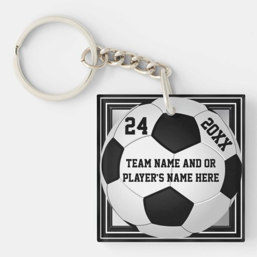 Soccer Team Gifts PERSONALIZED with 3 Tekstvakken Sleutelhanger (Voorkant)