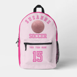 SOCCER Team Name Custom Sports Rose pink Bedrukte Rugzak