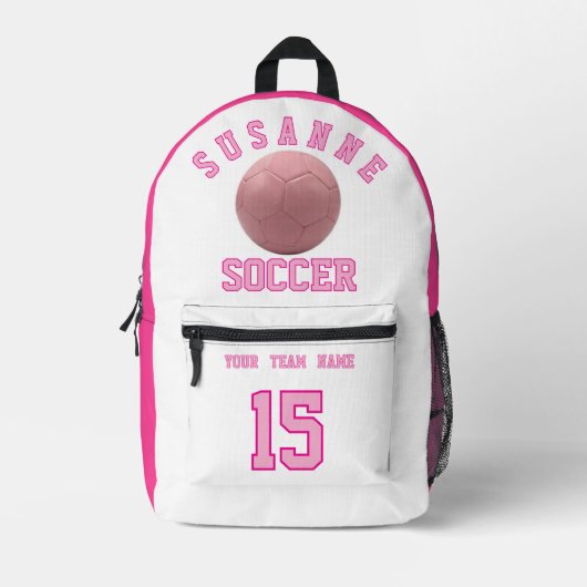 SOCCER Team Name Custom Sports Rose pink Bedrukte Rugzak (Voorkant)