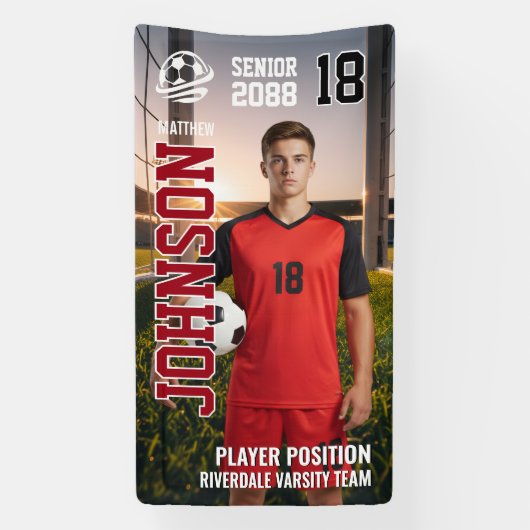 Soccer Team Senior Night Custom Player Photo Spandoek (Verticaal)