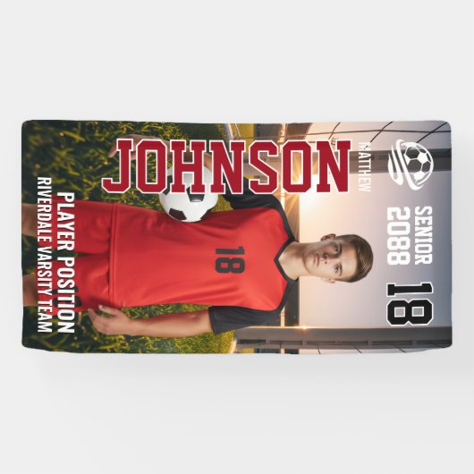 Soccer Team Senior Night Custom Player Photo Spandoek (Horizontaal)