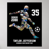 Soccer Team Sports Custom Photo Collage Senior Poster (Voorkant)