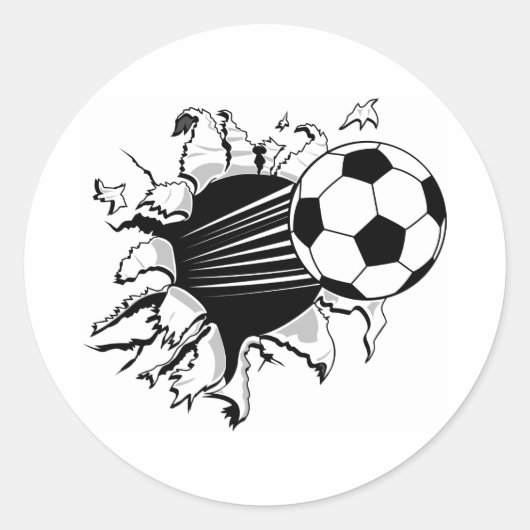 Soccer Tearout Ronde Sticker (Voorkant)