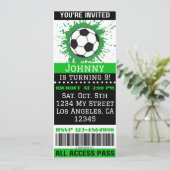Soccer Theme Event Ticket Verjaardag Uitnodiging (Staand voorkant)