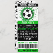 Soccer Theme Event Ticket Verjaardag Uitnodiging (Voorkant / Achterkant)