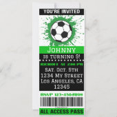 Soccer Theme Event Ticket Verjaardag Uitnodiging (Voorkant)